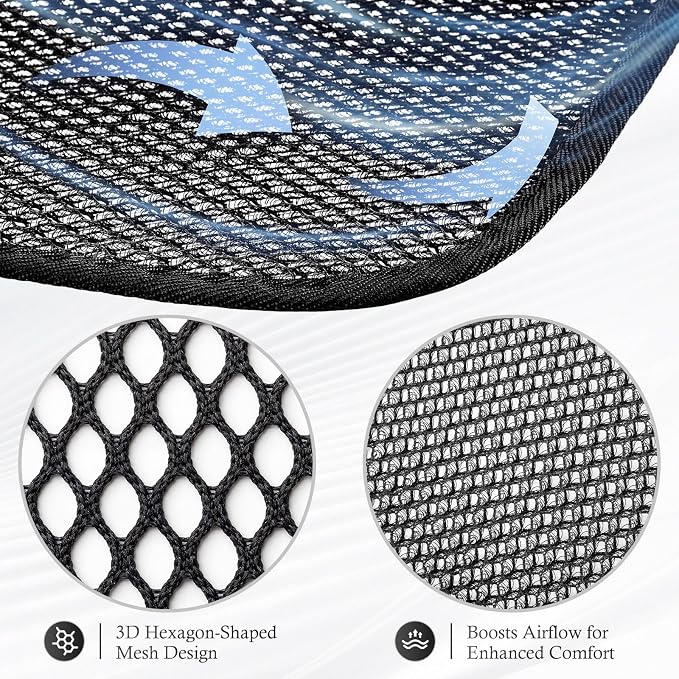 1 Pack 3D Air Mesh Car Seat Cushion - 41" x 15" Black Breathable Double Cool Chair Seat Pad for Truck, SUV, Van, Car - Universal Fit
