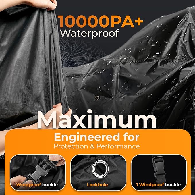 Heavy Duty Motorcycle Cover for - Enhanced Waterproof Motorcycle Covers Outdoor Storage Applicable to mainstream medium-sized motorcycles car on the market(XXXL)