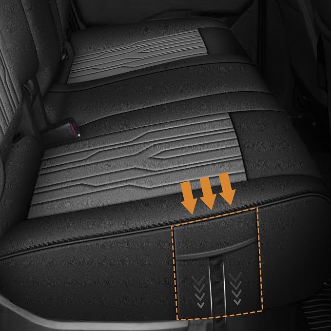 Seat Covers Fit for Toyota Tacoma 2024 2025 2026,Waterproof Faux Leather Truck Seat Covers Full Set Double & Crew Cab Protectors(5 Seats,Black&Gray)