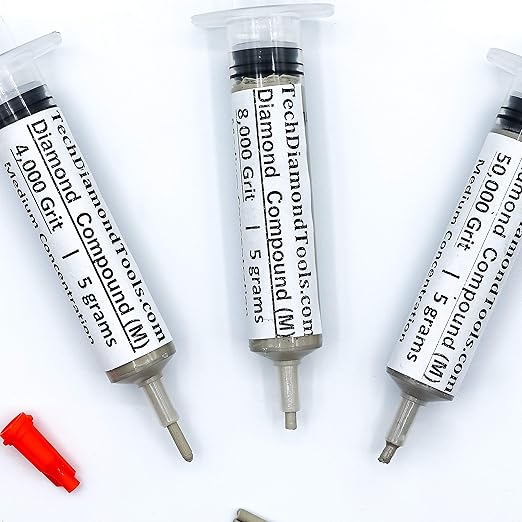TechDiamondTools Kit of 3 Diamond Polishing Compound Polishing Paste USA Made 4000 8000 50000 Grit for Marble Glass Metal Rock Jewelry Resin Silver Gemstone with 25% of Diamond Powder