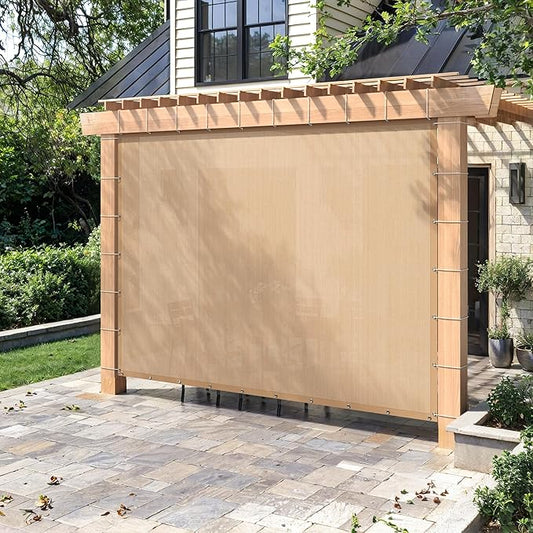 90% Sun Shade Cloth with Grommets, Customizing Outdoor Pergola Shade Cover, Heavy-Duty Mesh Tarp Patio Sun Screen for Lawn Garden Backyard, 3X20 FT, Wheat