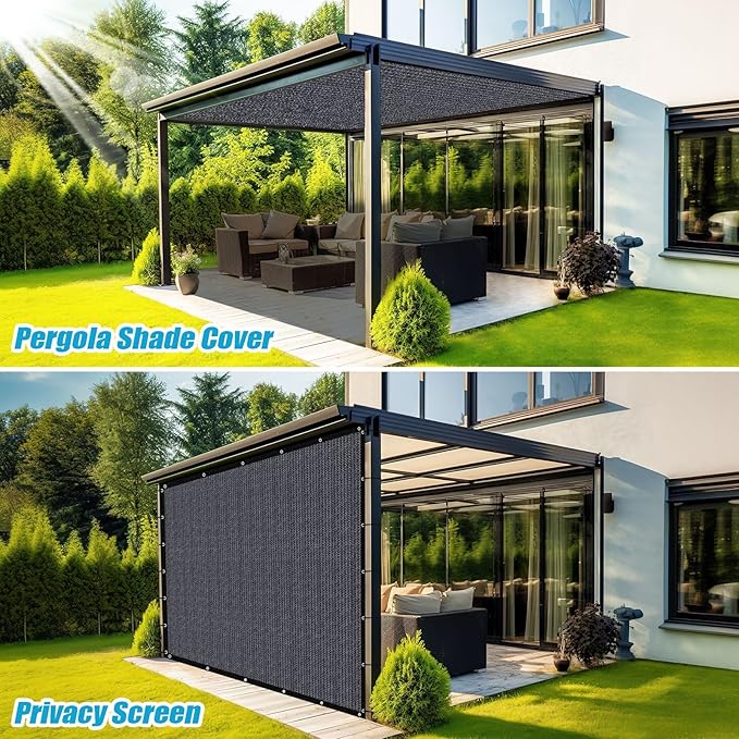 Amagenix 90% Sun Shade Cloth with Grommets, 4' x 16' Pergola Replacement Shade Cover Canopy Privacy Screen for Outdoor Patio Garden, Blue Gray (We Customized)