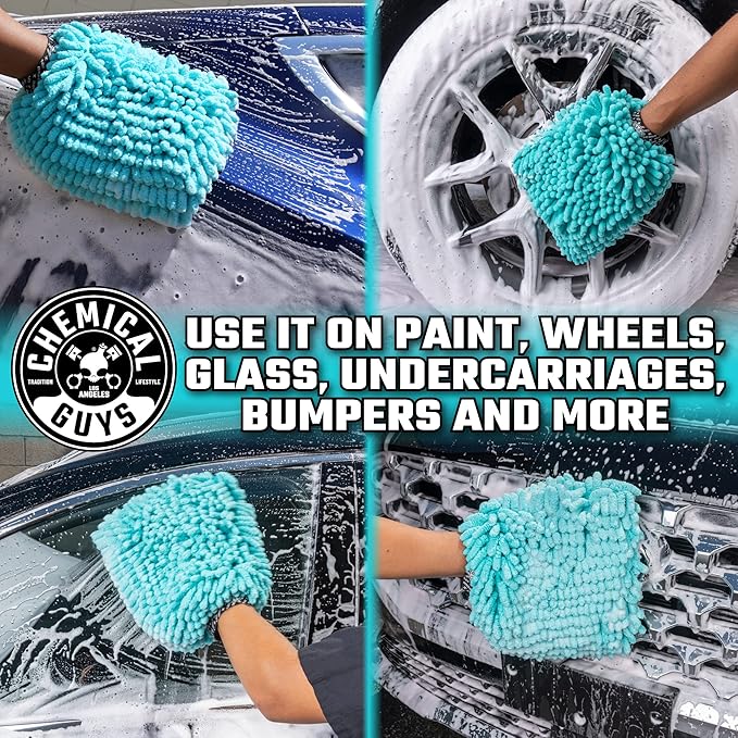 Chemical Guys Teal X-Large Noodles Mitt 2 Pack - Ultra Plush Scratch-Free Wash Mitt with Maximum Foam Coverage for All Vehicle Surfaces (MIC51302)