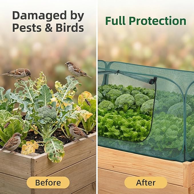 1Pack Raised Garden Bed Covers(45"X22"X18"), Pop Up Mesh Plant & Vegetable Cover,30% Sunblock Plant Shade Tent, Outdoor Planter Protection, Sun & Insect Guard