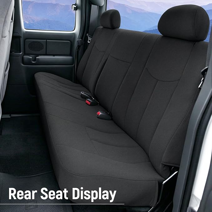 Front and Rear Seat Covers for Chevy Silverado & GMC Sierra 1500 1999-2006 & Classic Composite Sponge Fabric Soft Breathable Comfortable - Black