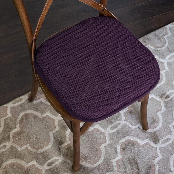 Sweet Home Collection Cushion Memory Foam Chair Pads Honeycomb Nonslip Back Seat Cover 16" x 16" 6 Pack Eggplant Purple
