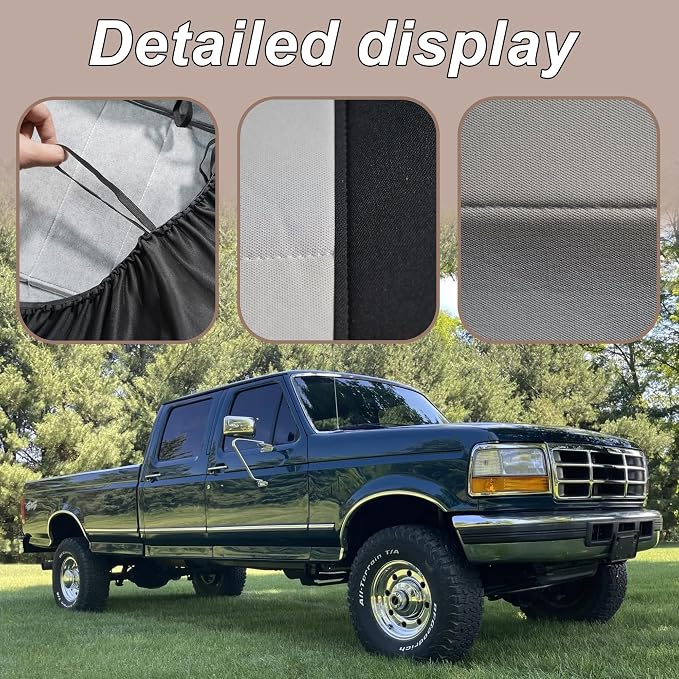 ESMING Front Bench Seat Cover with Molded Headrests for Ford F150 F250 F350 1992 1993 1994 1995 1996 1997 1998 Heavy-Duty Oxford Fabric No Center Armrest Washable Truck Seat Protector - Gray