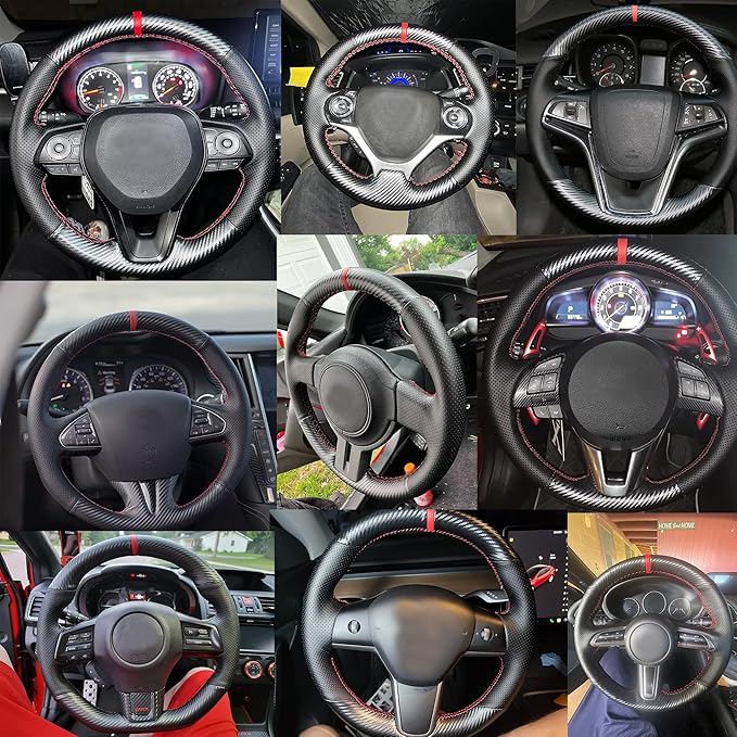Custom Fit OEM Suede Carbon Fiber Leather Steering Wheel Cover for Subaru WRX STI 2015 2016 2017 2018 2019 2020 2021 / Subaru Levorg 2015-2019 Interior Accessories (1)
