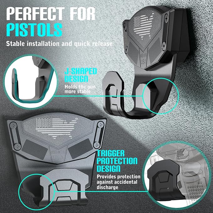 Gun Magnet Mount for Truck Car Vehicle,Magnetic Gun Mount for Pistol Shotgun Revolver with Trigger Guard Protect,Gun Magnet Rate Max 15 LBS Conceal in Desk Safe Wall Easy to Access&Release