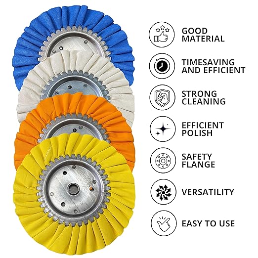 8 Pack Aluminum Polishing Kit - 8 Inch Buffing Wheel Rake for Angle Grinder Metal Polishing Wheel for Mirror Finish Aluminum Buffing Wheel Kit and Polishing Compound