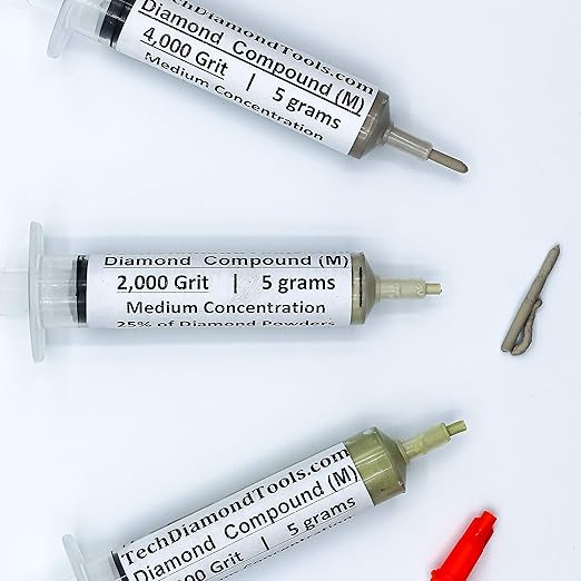 TechDiamondTools Kit of 3 Diamond Polishing Compound Polishing Paste USA Made 1200 2000 4000 Grit for Marble Glass Metal Rock Jewelry Resin Silver Gemstone with 25% of Diamond Powder