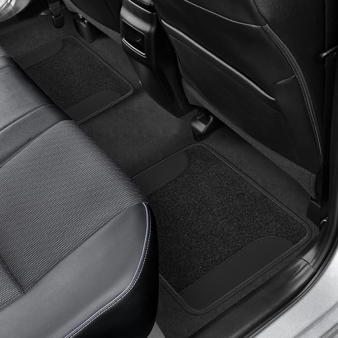 BDK CarXS Black Car Seat Covers Full Set with Matching Set of Floor Mats for SUV, Car, & Truck - Car Seat Covers Front Seats & Bench Seat Cover Car Seat Protector Car Mats Full Set Interior Covers