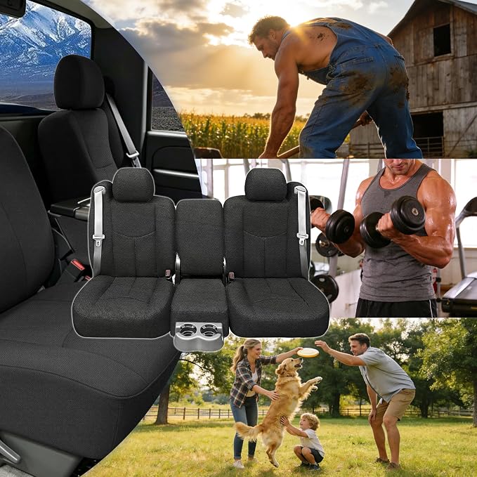 Front Seat Covers for Chevy Silverado & GMC Sierra 1500 1999-2006 & Classic Composite Sponge Fabric Soft Breathable Comfortable - Black