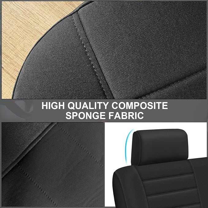 SAPUBK Front Seat Covers Replace for 1995-2004 Toyota Tacoma Front Bench Seat with Molded Headrest Seat, Knitted Fabric Composite Soft Foam Lining Airmesh Breathable Seat Cover