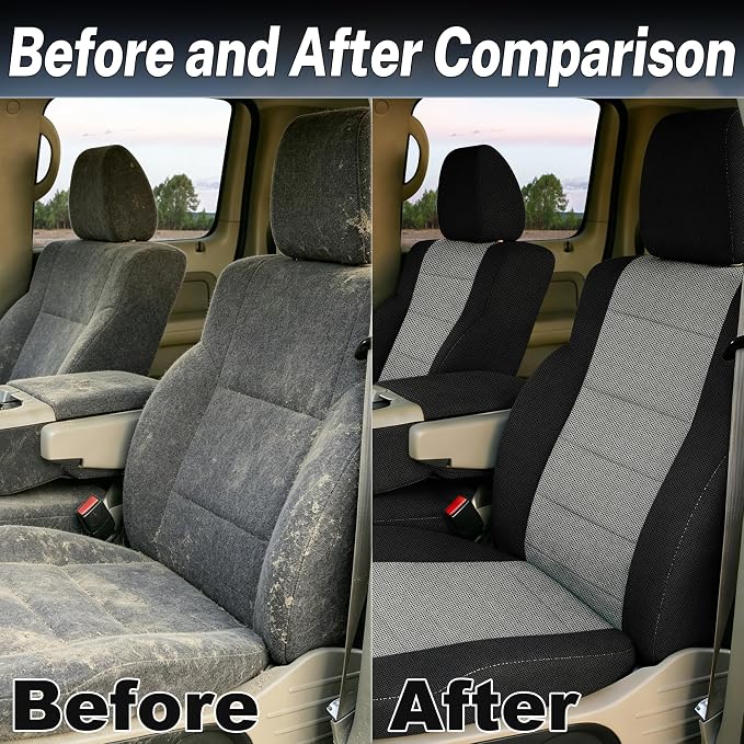 Custom 40/20/40 Split Bench Seat Covers for Ford F150 XL/Standard Cab 2004 2005 2006 2007 2008 Sandwiched Cloth Protector Interior Accessories，Waterproof & Machine Washable - Gray