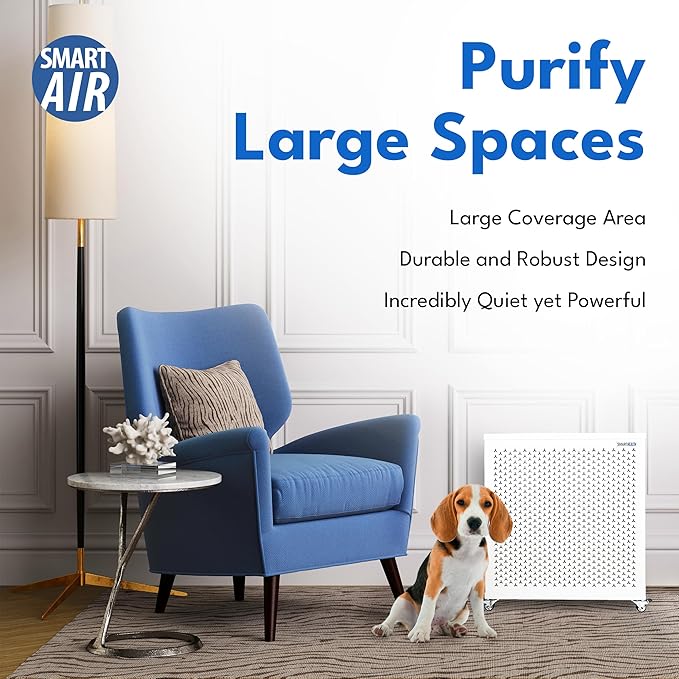 Smart Air (aka Smart Health) Blast Mini Mk II Air Purifier for Large Rooms up to 3075 sq ft, 36-49 dBA, CARB Certified, True H13 HEPA & Activated Carbon Filters for Dust, Allergens, Pet Hair & Smoke
