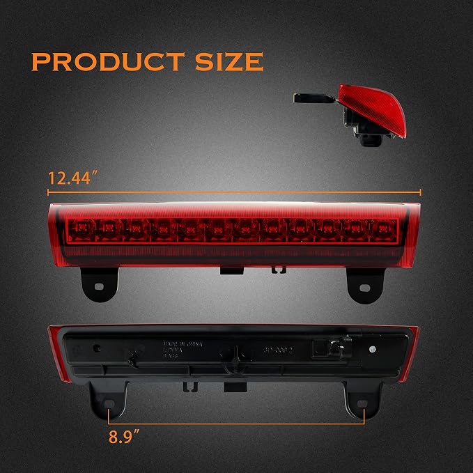 Third 3rd Brake Light, LED High Mount Stop Light Replacement for 2000 2001 2002 2003 2004 2005 2006 Chevy Tahoe Suburban/GMC Yukon XL Denali, Rear Center Cab Roof Tail Lamp, Red Lens