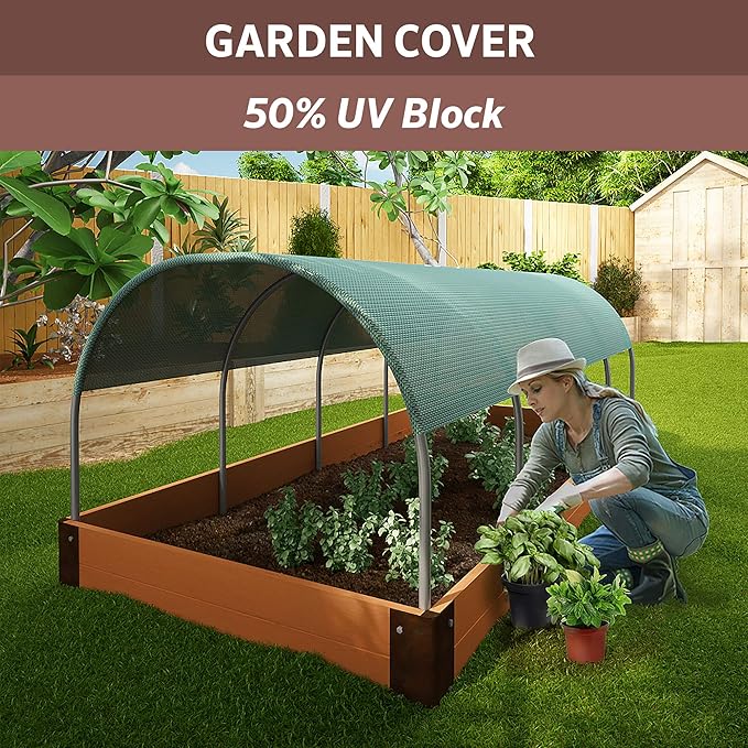 Coolaroo 50% UV Block Garden Shade Cloth for Plants - Tear-Resistant Breathable Shade Fabric for Greenhouses, Seedlings & Early Growth, 6ftx100ft Roll, Forest Green