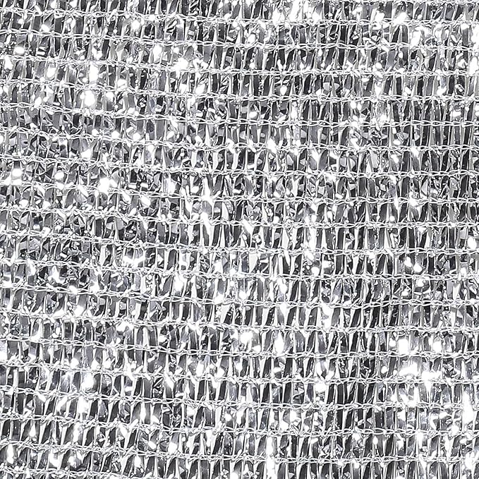90% Aluminum Foil Shade Cloth Mesh No Grommets Silver Tarps Fabric Privacy Screen Pet Shade Car Cover Patio Garden Pergola Cover Canopy, Aluminum Shade Net Without Grommets, 13 FT x 24 FT