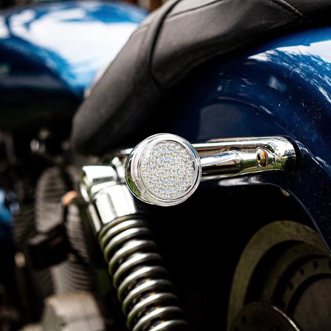 Eagle Lights 8748RTS-C-EE 2 Inch Rear LED Turn Signals with Halo Running Lights and Brake Lights Compatible With Harley Davidson® Motorcycles - 1157 Base/Red/Add Clear Lenses/Add Load Equalizer