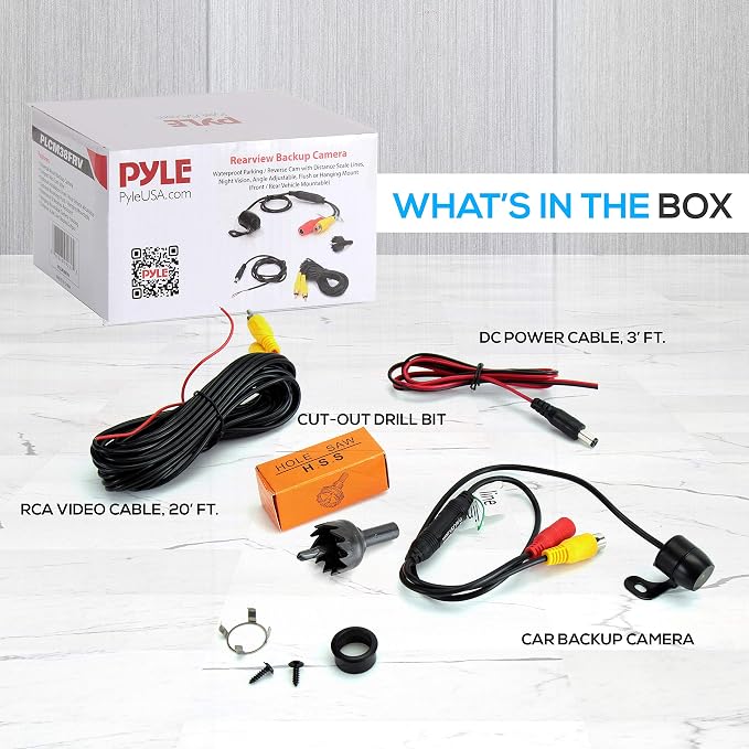 Pyle Universal Front and Rear Dash Camera - 580 x 540 Pixels Compact Mini Car Backup Camera with Night Vision, Waterproof IP-68, 170° Adjustable Viewing Angle, Reverse & Rearview Parking Assistance