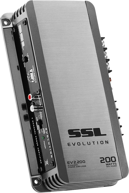 Sound Storm Laboratories EV2.200 2 Channel Car Audio Amplifier - 200 High Output, 2-8 Ohm Stable, High/Low Level Inputs, Hook Up to Subwoofer for Bass
