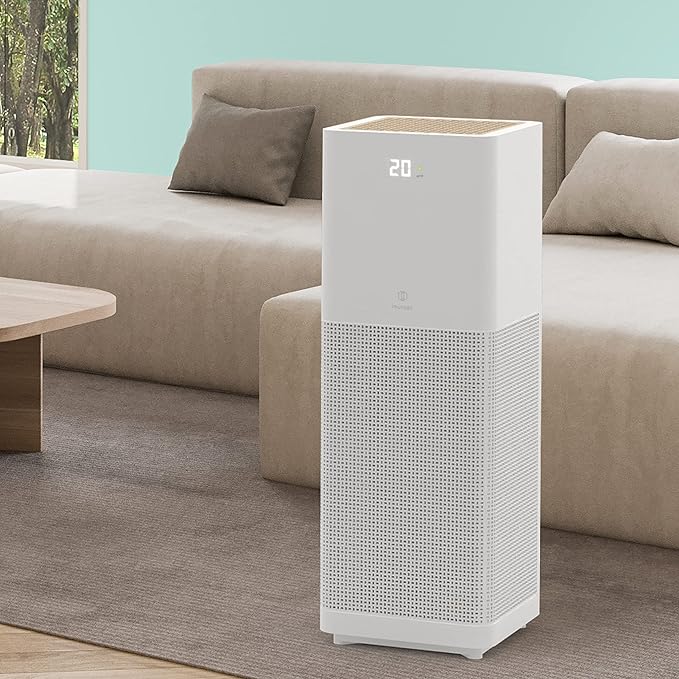 IMUNSEN M-001W True HEPA 13 Filter Air Purifier for Home, Large Room, Pets with Carbon Deodorization Filter, 99.97% Particles, Smokes, Odor, Cyclone Mode, Quiet Auto Sleep Mode - White