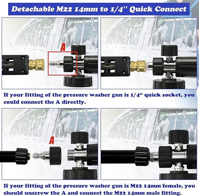 Tool Daily Pressure Washer Foam Cannon with Dual-Connector Accessory, Pressure Washer Spray Nozzle Tips with Nozzle Holder