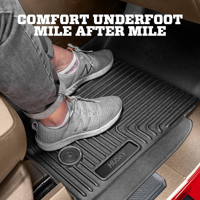 Husky Liners Weatherbeater Floor Mats | Fits 2014-2018 Chevrolet Silverado & GMC Sierra 1500 Crew CAB; 15-19 Silverado/Sierra 2500, 3500 Crew CAB ONLY (Full Coverage) | 2nd Row, 1-pc Black - 19231