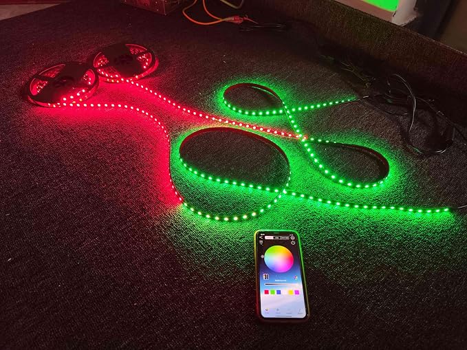2PCS 5FT 1.4Meters 60" Rolls RGB Dream Color Chasing Flow Breath Strobe LEDs Tinted Full Black Out PCB Smoked Light Strips Bluetooth Remote Ctrl for Car Truck Slingshot