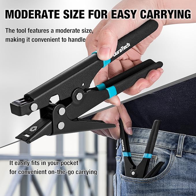 DURATECH 8-inch Zip Tie Tool, Ergonomic Cable Tie Gun for Fastening and Cutting Plastic or Nylon and 8-inch Electrical Disconnect Pliers