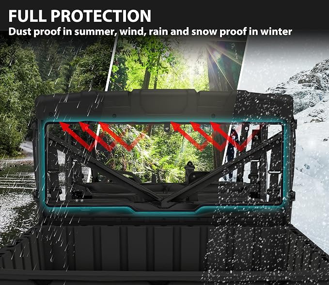 SAUTVS Clear Polycarbonate Rear Windshield Back Window for Polaris Ranger XP 1000/1000/Crew 2017-2026, XP 900/570/Diesel 2013-2025 with All Seal Quick Installation Accessories (Compatible with Roof)