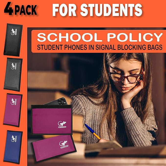 4 Faraday Bag Anti-Tracking GPS RFID Car Key Signal Blocker Wallet Shielding Pouch Protective Case for Cell Phone Car Key FOB, Data Privacy, Electronic Device Security (4 PACK - FAMILY PACK)