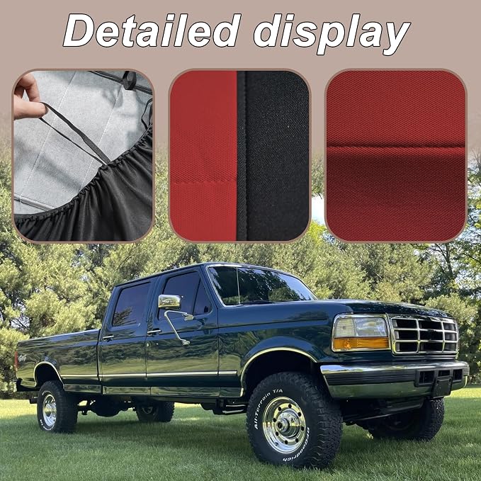 ESMING Front Bench Seat Cover with Molded Headrests for Ford F150 F250 F350 1992 1993 1994 1995 1996 1997 1998 Heavy-Duty Oxford Fabric No Center Armrest Washable Truck Seat Protector - Red