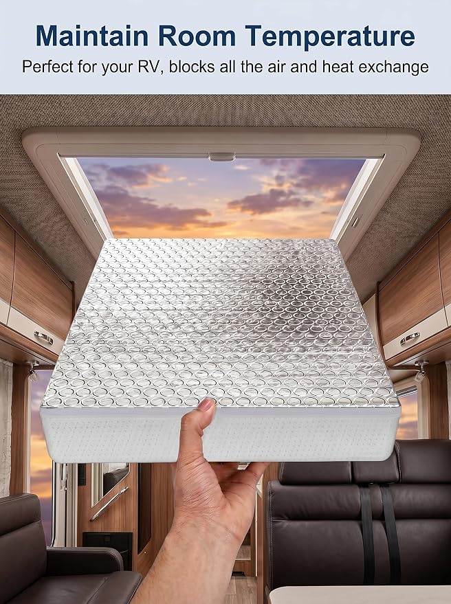 2 Pack RV Vent Insulator and Skylight Cover 14″x14″x3″ with UV Protection Layer Reduce Heat Transfer & Increase A/C Efficiency RV Accessories for Vent Inside Camper Trailer