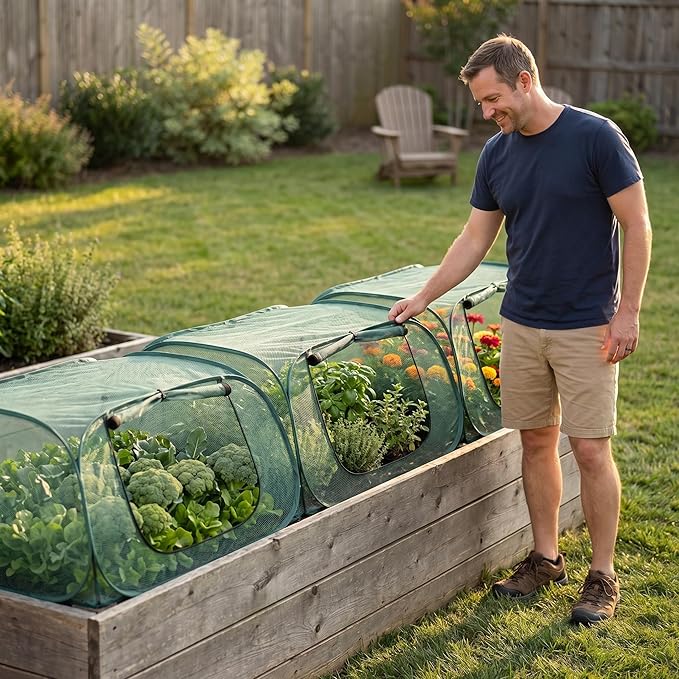 1Pack Raised Garden Bed Covers(45"X22"X18"), Pop Up Mesh Plant & Vegetable Cover,30% Sunblock Plant Shade Tent, Outdoor Planter Protection, Sun & Insect Guard