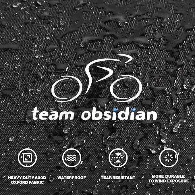 TeamObsidian Bike Cover - Outdoor Storage, Bicycle Transportation or Travel - Waterproof eBike Protection - For 1 to 3 Bikes - Heavy Duty Ripstop 600D Oxford Material - Transparent