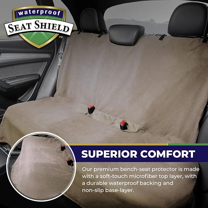 UltraSport Front Seat Cover and Backseat Cover - Tan Washable Car Seat Towels and Back Seat Protector for All Vehicles - Universal Car Seat Protectors from Sweat, Food, Dirt
