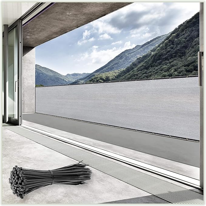 ColourTree Customized Size 6' x 7' Gray Fence Screen Privacy Screen - Commercial Grade 170 GSM - Heavy Duty - 3 Years Warranty - Cable Zip Ties Included