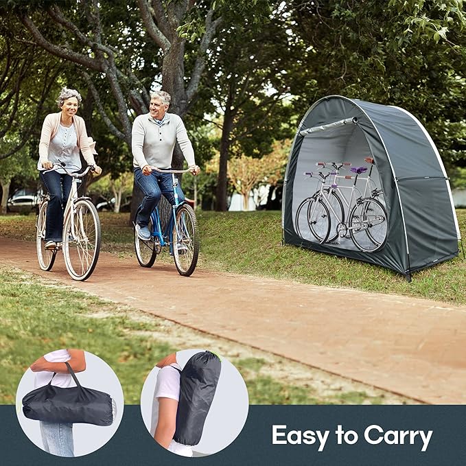 Bike Storage Tent, Anti-Dust Waterproof Bicycle Tent, Portable Bike Storage Tent for 3-4 Bikes, Foldable Bike Shelter for Garden, Camping, Outdoor - Grayish Green