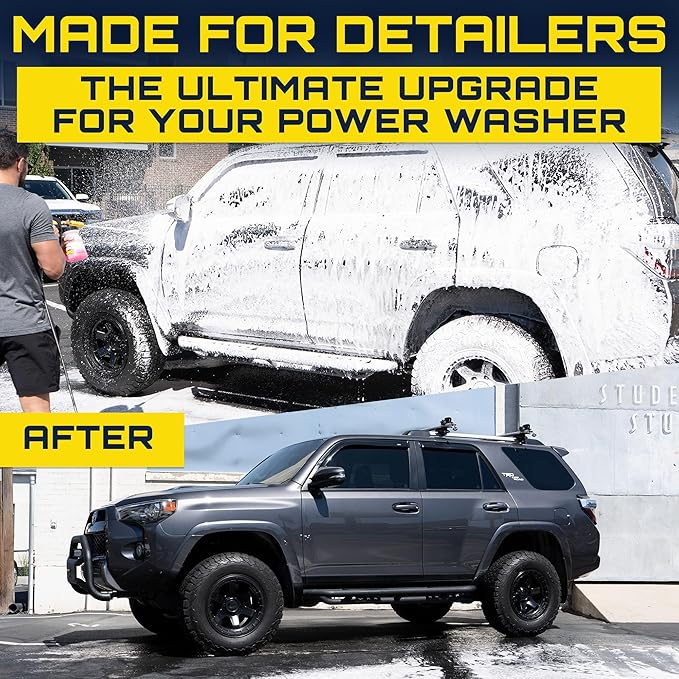 Clean Car USA Foam King Foam Cannon for Pressure Washer, Car Wash Soap Sprayer with 1/4" Quick Connector, Wide-Neck Bottle, Adjustable Snow Foam Blaster for Auto Detailing, Trucks, Motorcycles & More