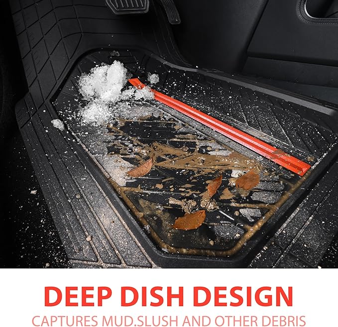 CAR PASS Metal Medium Rubber Floor Mats for Car Heavy Duty Car Mats All Weather, Universal Trim to Fit for Truck SUV Vehicle Automotive Floor Mats, Waterproof Car Mats 4 Piece Black and Red