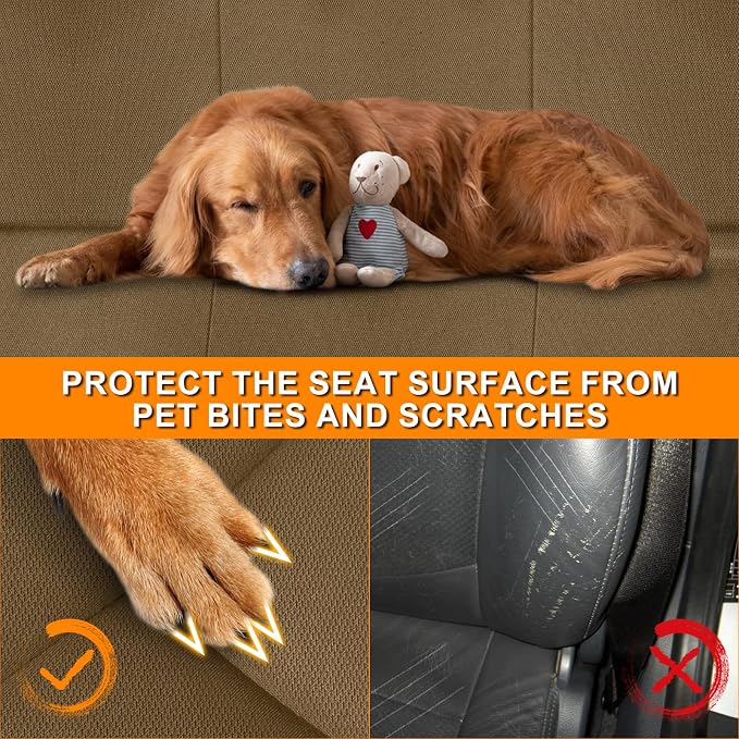 Front Seat Covers Fit for 1996-2002 Toyota 4Runner | Custom-Fit Knitted Automotive Cover (DIY Headrest Holes Required) , Tan