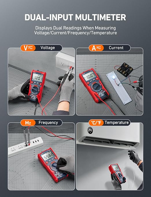 AstroAI Digital Multimeter, TRMS 6000 Counts Auto-Ranging Voltage Tester Voltmeter Measuring AC/DC Voltage Current, Capacitance Resistance Frequency Temperature Continuity Diodes with NCV