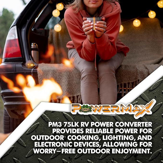 PowerMax PM3 75LK RV Power Converter - 12 Volt 75 Amp with 3 Stage Smart Charging Mode, Lithium Compatible