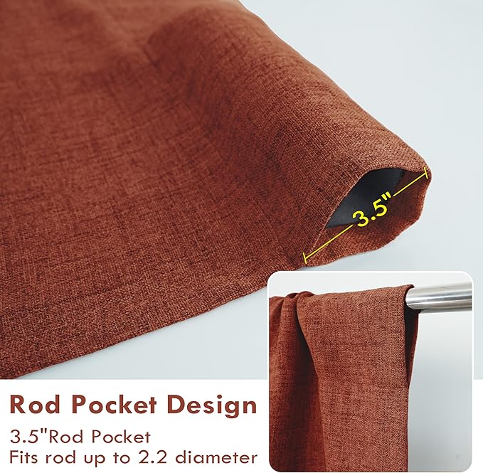 DriftAway Double Layer Linen Blackout Tie Up Curtains Thermal Insulated Fully Lined Balloon Roman Shade Bathroom Window Adjustable Rod Pocket for Small Window 25 Inch by 47 Inch Burnt Orange