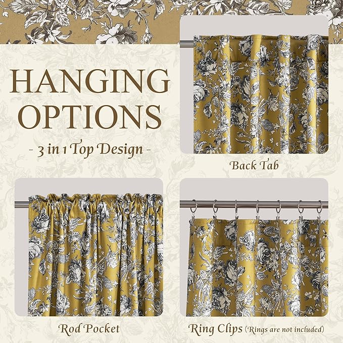 StangH Mustard Yellow Velvet Curtains 84 inches Long, Vintage Patterned Drapes with Floral Design Victorian Thermal Insulated Panels for Sliding Door Living Room, W52 x L84, 2 Panels