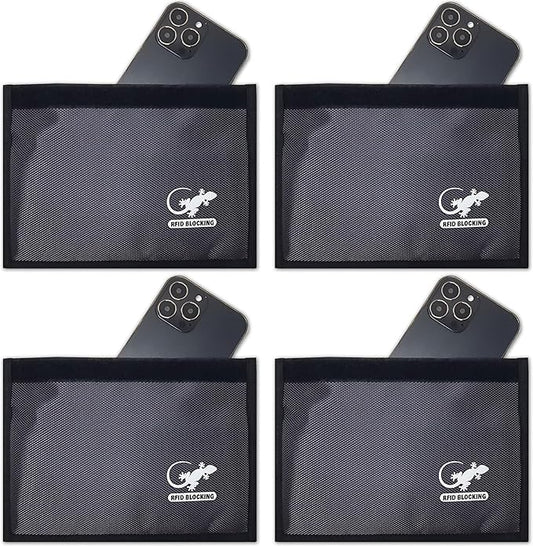 4 Faraday Bag Anti-Tracking GPS RFID Car Key Signal Blocker Wallet Shielding Pouch Protective Case for Cell Phone Car Key FOB, Data Privacy, Electronic Device Security (4 PACK - GRAY)