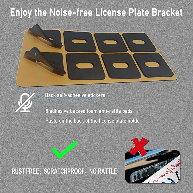 BGGTMO License Plate Bracket Holder- Front License Plate Mounting Kit, Universal Bumper Car Tag Frame Mount Adapter with Stainless Steel Screw Cap, Cable Ties