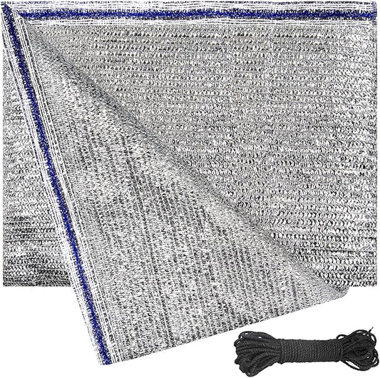 90% Aluminum Foil Shade Cloth Mesh No Grommets Silver Tarps Fabric Privacy Screen Pet Shade Car Cover Patio Garden Pergola Cover Canopy, Aluminum Shade Net Without Grommets, 10 FT x 14 FT
